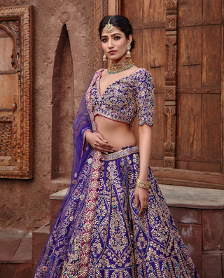 Nitika Gujral-Purple Tafeta Lehenga Set-INDIASPOPUP.COM