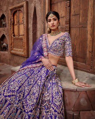 Nitika Gujral-Purple Tafeta Lehenga Set-INDIASPOPUP.COM