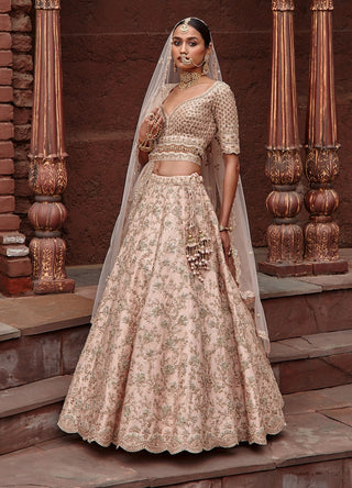 Nitika Gujral-Blush Pink Raw Silk Lehenga Set-INDIASPOPUP.COM