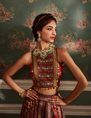 Kalista-Scarlett Fuchsia Pink Palazzo Skirt Set-INDIASPOPUP.COM