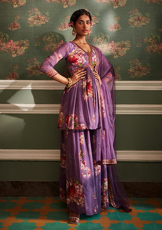 Kalista-Kiara Lavender Gharara Set-INDIASPOPUP.COM