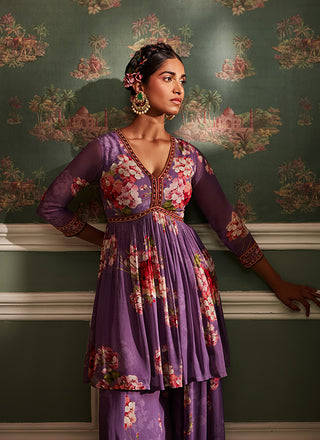 Kalista-Kiara Lavender Gharara Set-INDIASPOPUP.COM