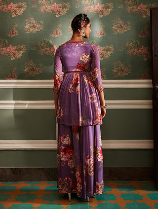 Kalista-Kiara Lavender Gharara Set-INDIASPOPUP.COM