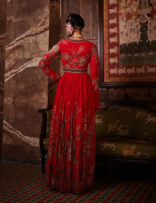 Kalista-Tahira Red Anarkali With Dupatta-INDIASPOPUP.COM