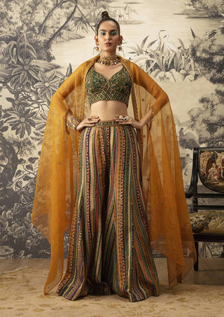 Kalista-Green Embroidered Sharara Set-INDIASPOPUP.COM