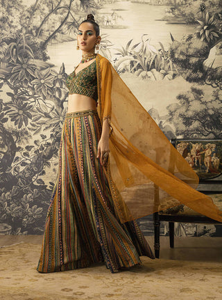 Kalista-Green Embroidered Sharara Set-INDIASPOPUP.COM