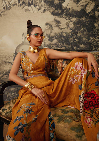 Kalista-Mustard Printed Jumpsuit-INDIASPOPUP.COM