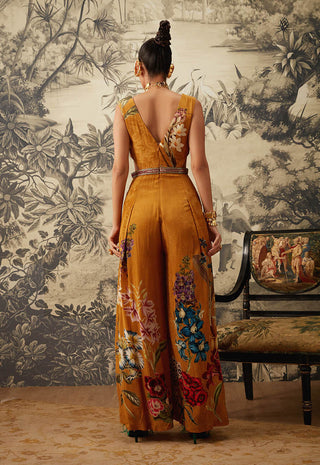 Kalista-Mustard Printed Jumpsuit-INDIASPOPUP.COM