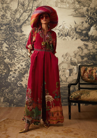 Kalista-Magenta Printed Jumpsuit-INDIASPOPUP.COM