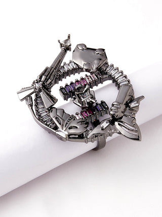 Outhouse-Oh V Iridescent Gunmetal Ring-INDIASPOPUP.COM