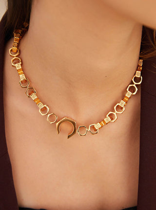 Outhouse-Oh Poppi Bolt Link Necklace-INDIASPOPUP.COM