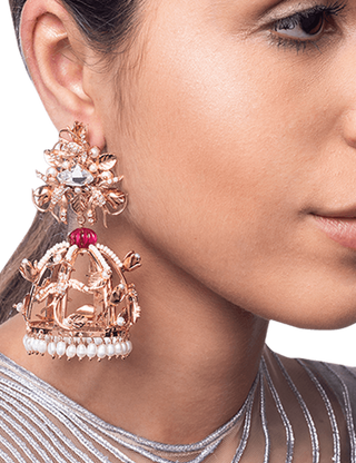 Outhouse-Coronet Rose Danglers-INDIASPOPUP.COM