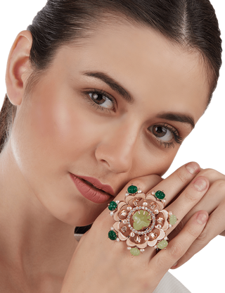 Outhouse-Fluora Eternite Emerald Ring-INDIASPOPUP.COM