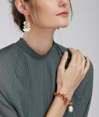 Outhouse-Pearls Des Celeste Keshi Pearl Drop Earrings-INDIASPOPUP.COM