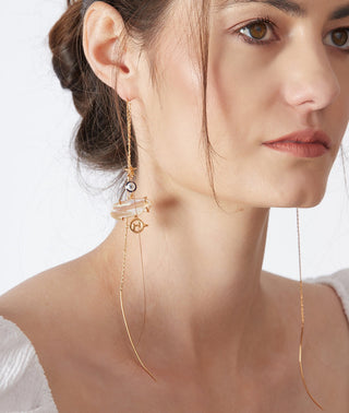 Outhouse-Pearls Des Celeste Threader Earrings-INDIASPOPUP.COM