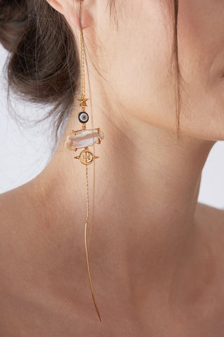 Outhouse-Pearls Des Celeste Threader Earrings-INDIASPOPUP.COM