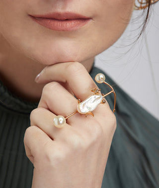 Outhouse-Pearls Des Celeste Knuckle Ring-INDIASPOPUP.COM