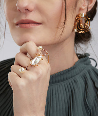 Outhouse-Pearls Des Celeste Knuckle Ring-INDIASPOPUP.COM