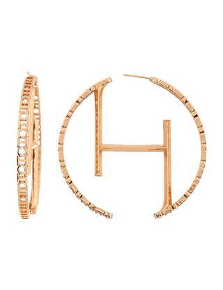 Outhouse-O.H Monogram Hoop Earrings-INDIASPOPUP.COM