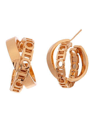 Outhouse-O.H Monogram Mini Archway Hoops-INDIASPOPUP.COM