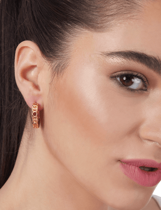 Outhouse-Full Crescent Monogram Ear Studs-INDIASPOPUP.COM