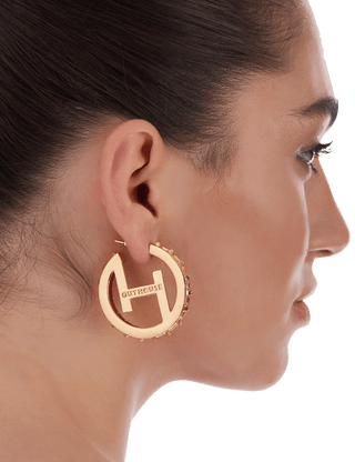 Outhouse-O.H Monogram Mini Hoop Earrings-INDIASPOPUP.COM
