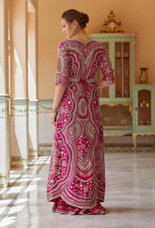 Osaa By Adarsh-Scarlet Embroidered Jacket Set-INDIASPOPUP.COM