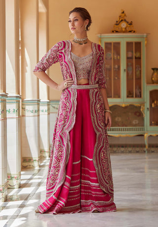 Osaa By Adarsh-Scarlet Embroidered Jacket Set-INDIASPOPUP.COM