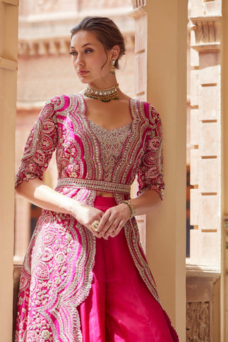 Osaa By Adarsh-Scarlet Embroidered Jacket Set-INDIASPOPUP.COM