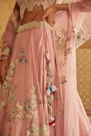 Osaa By Adarsh-Soft Berry Handcrafted Lehenga Set-INDIASPOPUP.COM