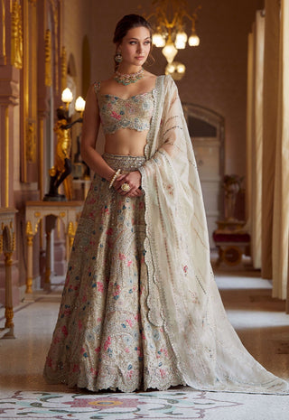Osaa By Adarsh-Pearl Embroidered Organza Lehenga Set-INDIASPOPUP.COM