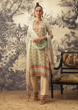 Kalista-Mint Green Straight Kurta Set-INDIASPOPUP.COM
