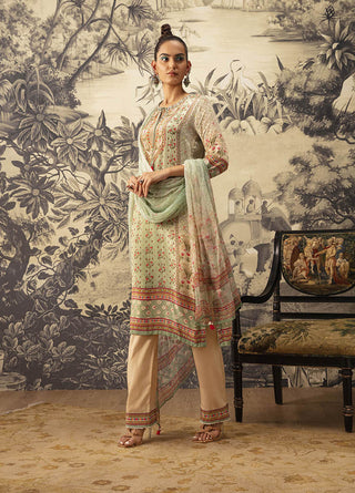 Kalista-Mint Green Straight Kurta Set-INDIASPOPUP.COM