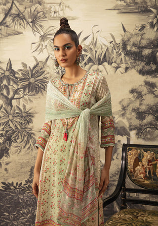 Kalista-Mint Green Straight Kurta Set-INDIASPOPUP.COM