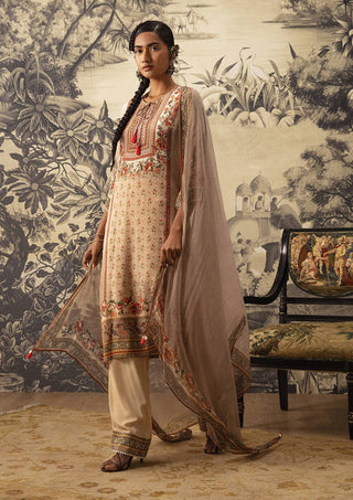 Kalista-Beige Straight Kurta Set-INDIASPOPUP.COM