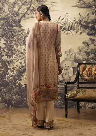Kalista-Beige Straight Kurta Set-INDIASPOPUP.COM