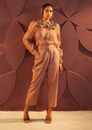 Parul And Preyanka-Rosewood Shirt And Chino Pants Set-INDIASPOPUP.COM