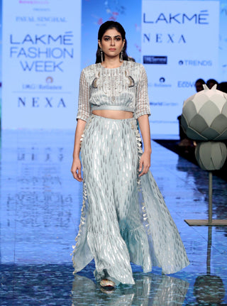 Payal Singhal-Pale Blue Embroidered Skirt Set-INDIASPOPUP.COM