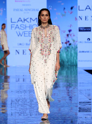 Payal Singhal-Off White Embroidered Kurta Set-INDIASPOPUP.COM