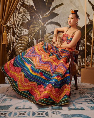 Payal And Zinal-Multicolour Printed Lehenga With Blouse-INDIASPOPUP.COM