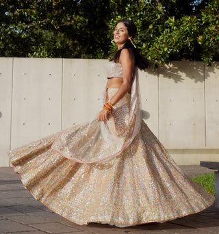 Ivory Net Lehenga Set