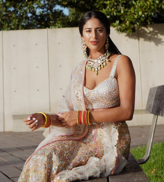 Ivory Net Lehenga Set