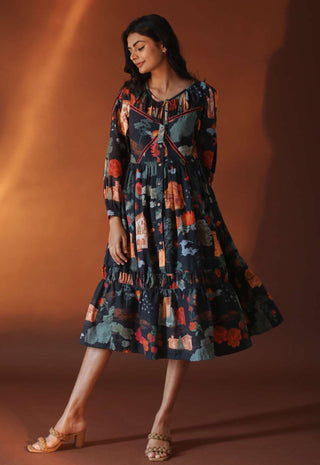 Pozruh-Juno Black Midi Dress-INDIASPOPUP.COM