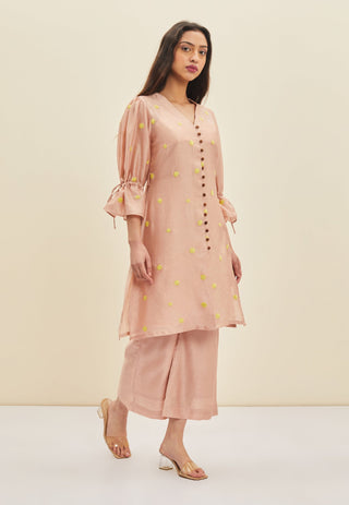 Meadow-Dusky Pink Rose Ash Tunic Set-INDIASPOPUP.COM
