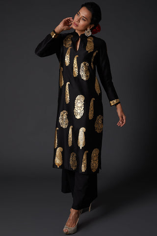 Balance By Rohit Bal-Black Kurta With Palazzo-INDIASPOPUP.COM