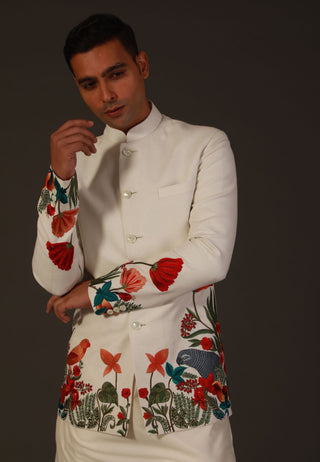 Rohit Bal-Ivory Matka Silk Bandhgala-INDIASPOPUP.COM