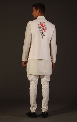 Rohit Bal-Ivory Printed Bundi-INDIASPOPUP.COM