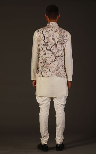 Rohit Bal-Ivory Linen Bundi-INDIASPOPUP.COM