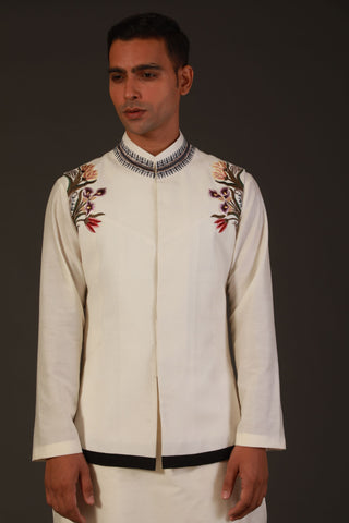 Rohit Bal-Ivory Matka Silk Bundi-INDIASPOPUP.COM