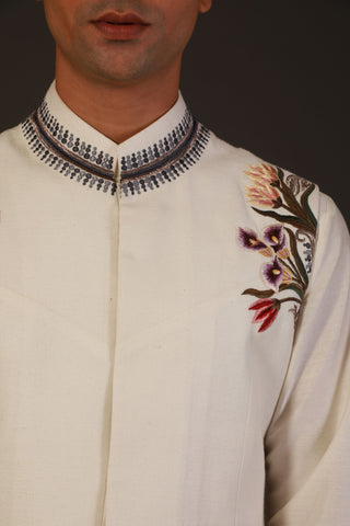 Rohit Bal-Ivory Matka Silk Bundi-INDIASPOPUP.COM